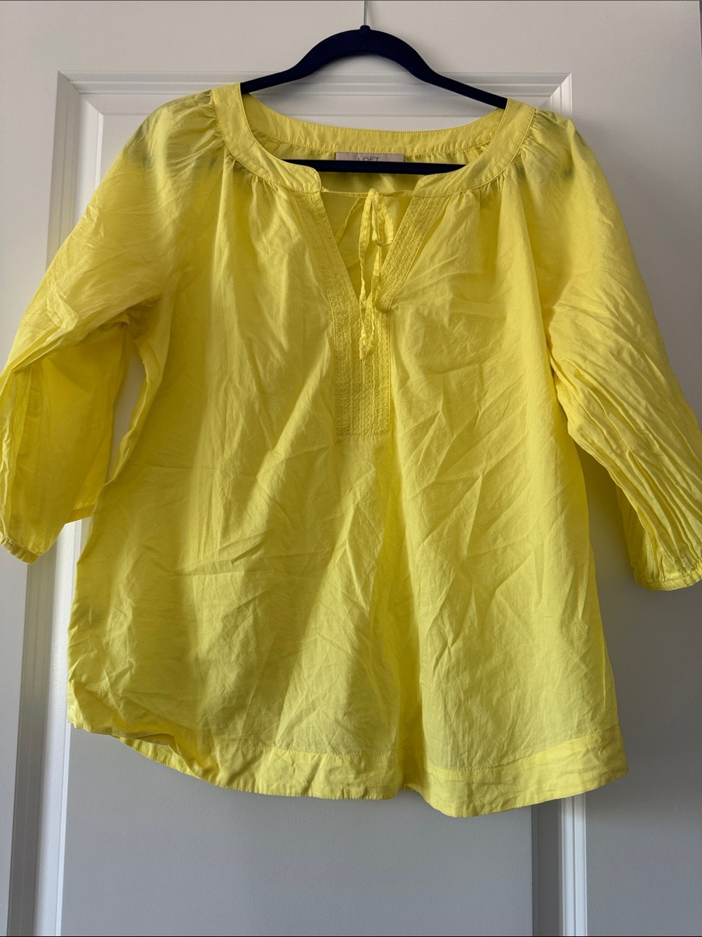 LOFT Bright Yellow Girls' Peasant Blouse with Tie Neck